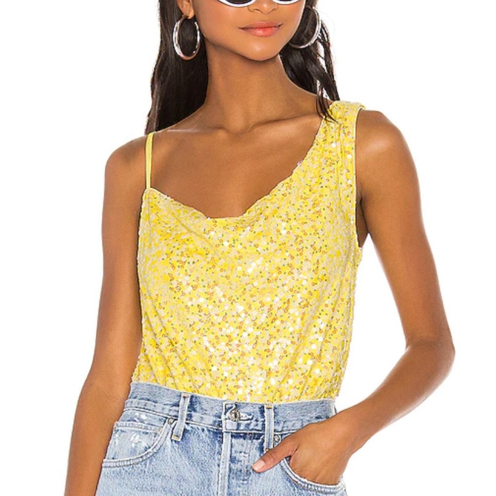Hours Revolve Yellow Sequin Bodysuit